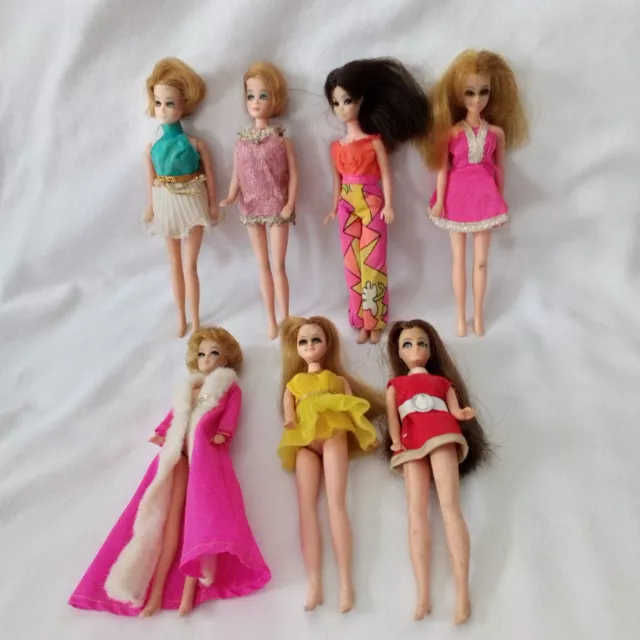 Vintage 1970's TOPPER DAWN DOLLS Set of 7, most with original clothes