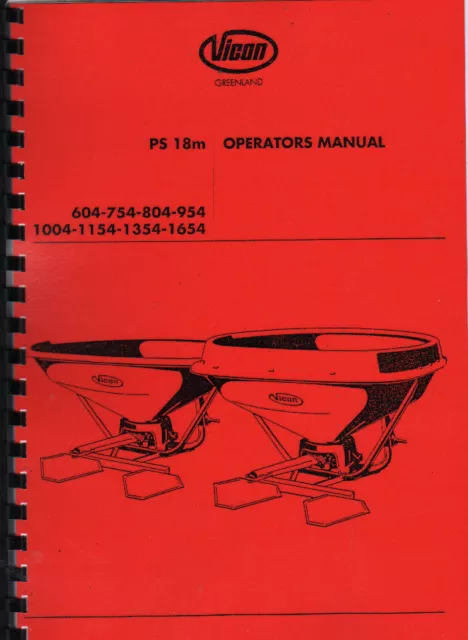 Vicon Vari Spreader 604-754-804-954-1004-1154-1354-1654 Operator Manual