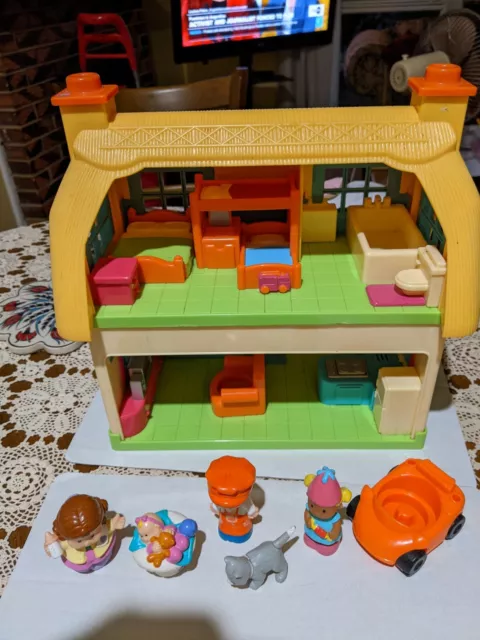 TALKING HOUSE HappyLand Rose Cottage ELC + Little People CAR Family BABY Cat LOT