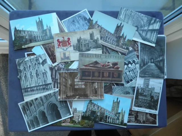 34 Old Postcards Of Gloucester Cathedral, Monk's Lavatorium, Lady Chapel, Tombs