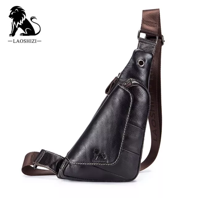 100% Genuine Leather Triangular Bag Crossbody Chest Bag For Man Shoulder Bags