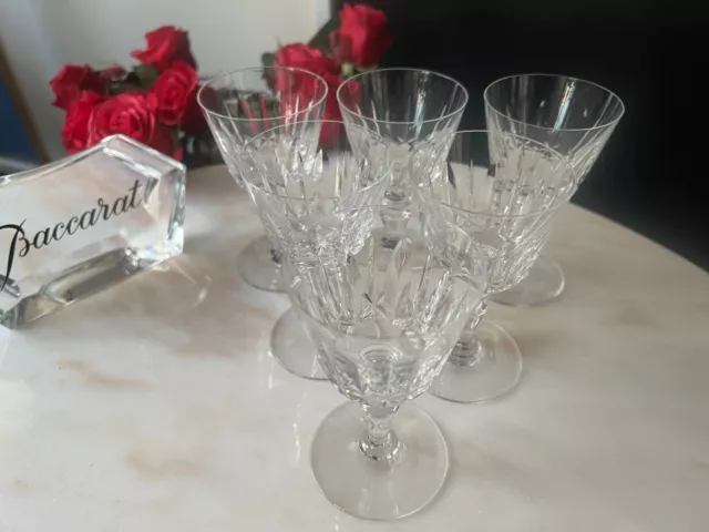 Lot de 6 verres à apéritif 11,5 cm Cristal Baccarat signés, modèle Ile de France