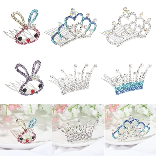 Regalo di compleanno Cristallo Crown Comb Abiti per bambini Coniglio Hairpina