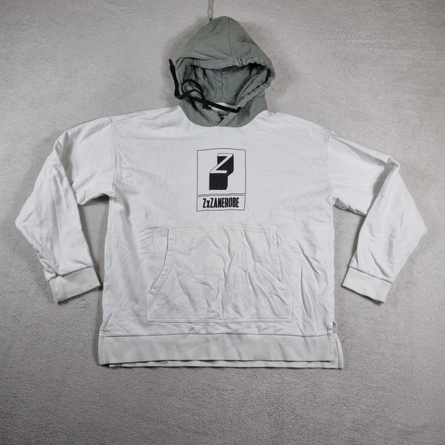 Zanerobe Mens Pullover Jacket Size XLarge White Hoodie Long Sleeve Casual