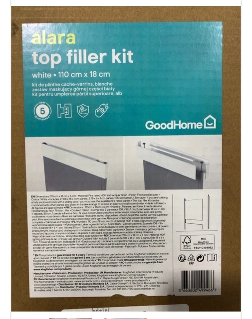 2 X GOODHOME Alara White Modular Room divider top panel kit (H)0.18m (W