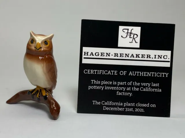 Hagen Renaker #70 3369 Miniatures Horned Owl on Stump NOS Last of Factory Stock