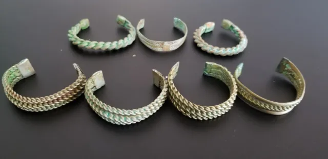 Lot of X7 ANTIQUE Silver copper Ottoman Tribal Bedouin Bracelets handmade 261 G
