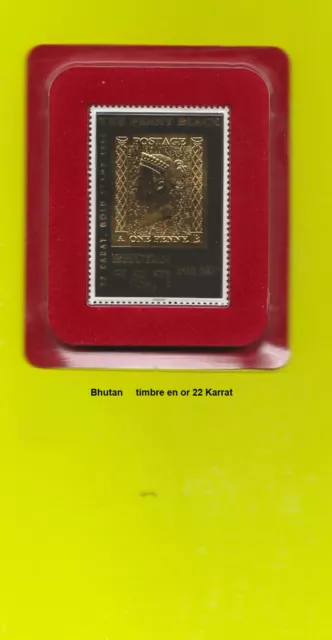 Asie Bhutan de 1996 timbre or le "Penny Black" MNH sous blister