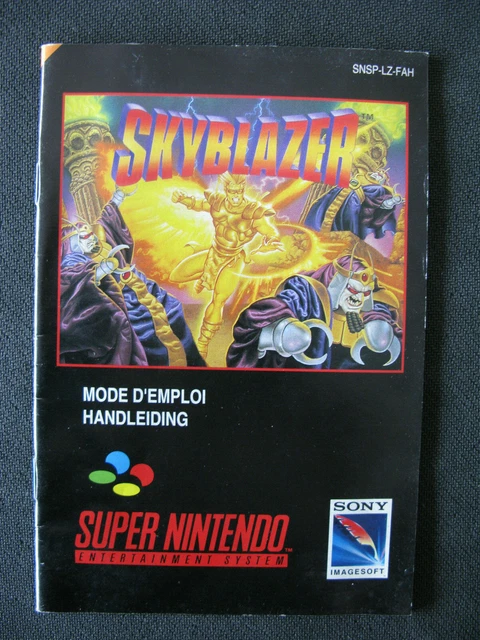 Super Nintendo SNES Skyblazer Manuel / Notice / mode d'Emploi TBE - PAL FAH
