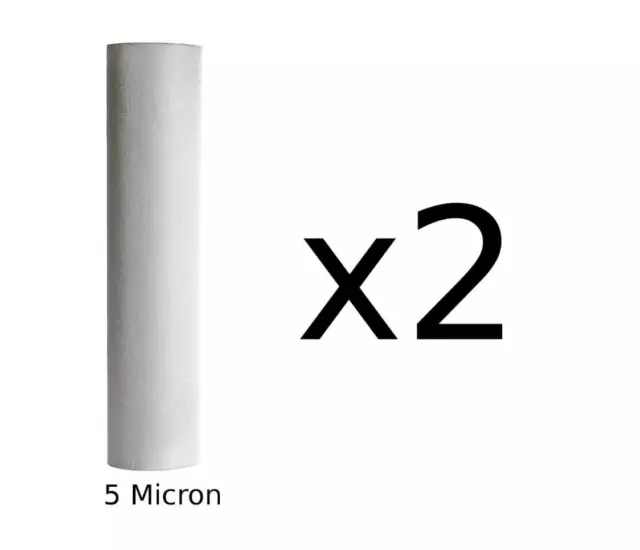 2 x New 5 micron sediment cartridge HMA Drinking Water filter standard size 10"