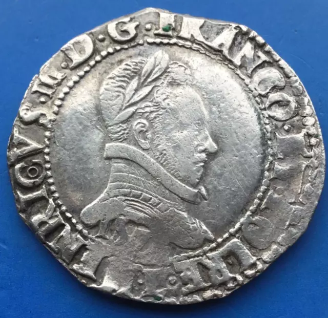 HENRI III Franc au col plat a identifier 13,8 gr 34 mm ARGENT