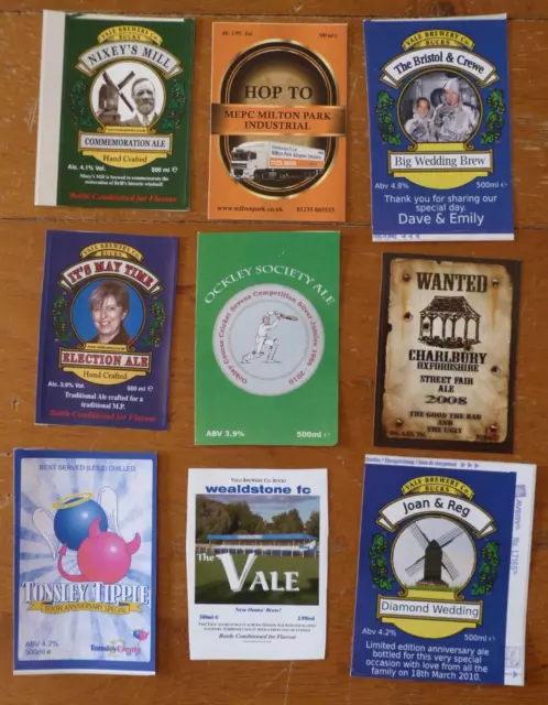 9 VALE BREWERY Beer Bottle Labels Buckinghamshire Specials Theresa May election