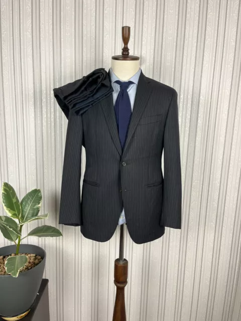 Polo Ralph Lauren Charcoal Blue Striped 2 Piece Formal Suit 38, EU 48 W31 L30