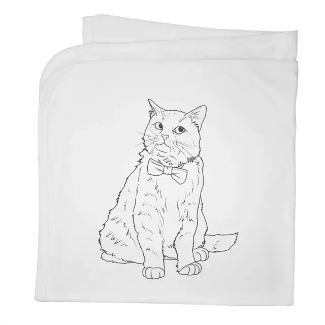 'Fancy Bow Tie Cat' Cotton Baby Blanket / Shawl (BY00034927)