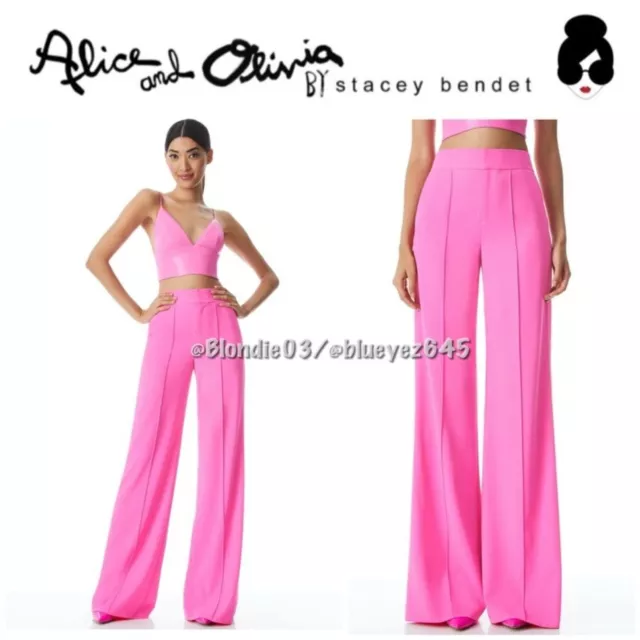 Alice + Olivia “Dylan” high waisted wide leg pants in French rose 4 NWT