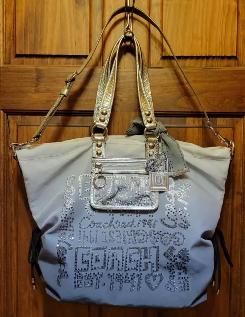 Coach Poppy Ombre Storypatch Spotlight Rhinestone XL Shoulder Bag Tote 15312
