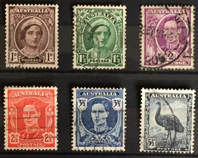 1942 - 1950 Australia Set of 6 values SG203 - SG208 Used