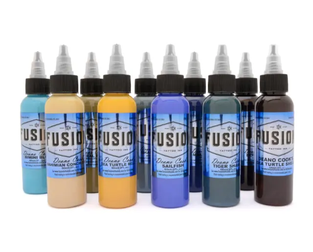 FUSION Tattoo Inks Deano Cook's Signature 10 Color Set of 1 oz Size Authentic