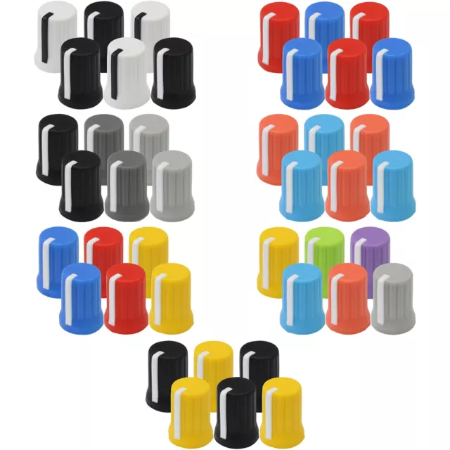 Mixed Colour Rubber Soft Grip Vibrant Colour Body Mixer Knobs - 6mm D-Shaft Hole