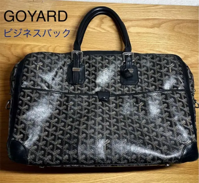 GOYARD Ambassador MM Bussiness Hand Bag Leather Black Used 230530T