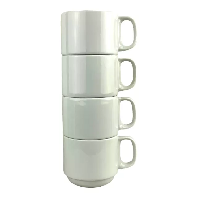 4~Crate&Barrel Stacking White 12 Oz. Coffee/Tea/Cocoa Mugs Martin Hunt