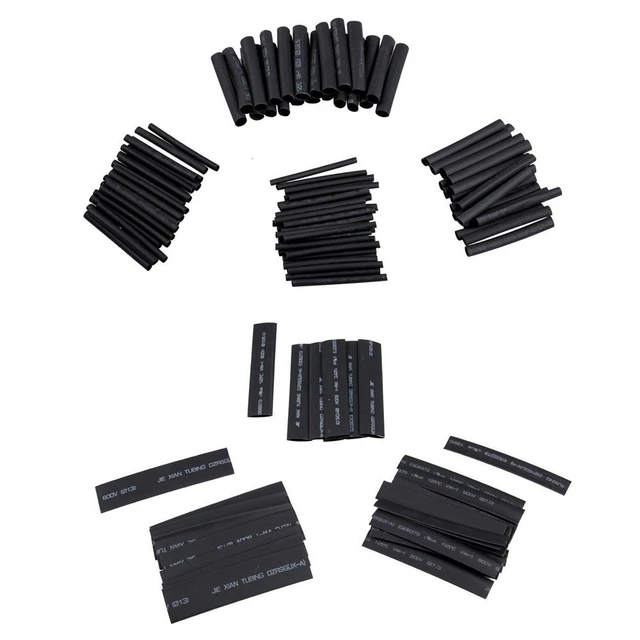 127 Pièces Rétrécir la Tubulure Cornet Sortiment Schrumpfschläuche Assorti Noir