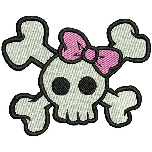 Toppa/patch/toppe, TESCHIO DEATH HEAD GIRL 8x6,5 cm, stirare o cucire