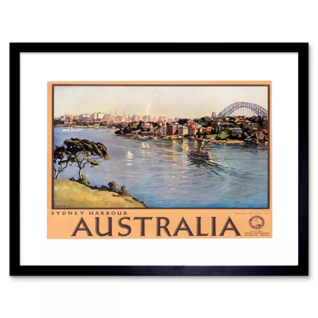 Travel Sydney Australia Harbour Bridge Framed Art Print Picture Mount 12x16 Inch