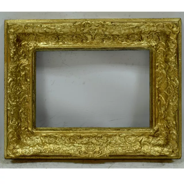 Cadre ancien circa 1900 en bois décoré peinture dorée Feuillure: 58,5x37,5  cm