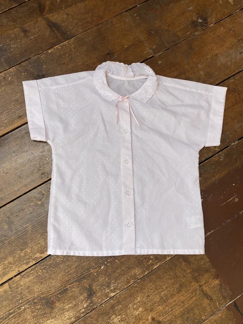 Camicia vintage per ragazze età 6-7 anni colletto bello occasione anni '80 1990