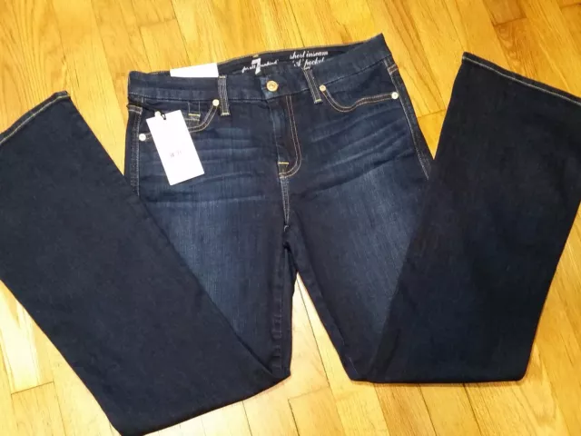 7 For All Mankind A Pocket Flare Short Inseam Jeans Size 30 Mid Rise Dark NWT