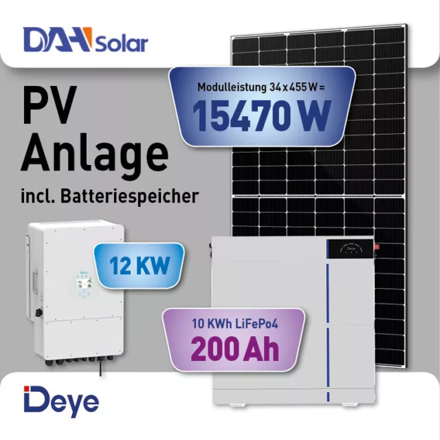 16KW PV/Solar Anlage 6.14KWh Speicher 3Phasen Wechselrichter 455W PERC  Module
