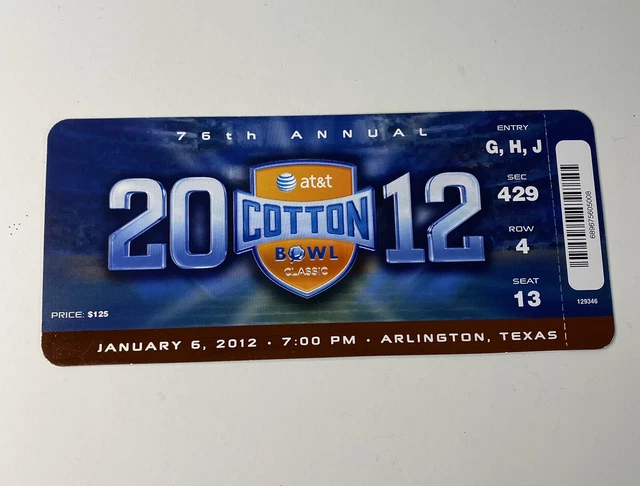 2012 Cotton Bowl Full Ticket - Arkansas Razorbacks vs Kansas State 01/06/2012