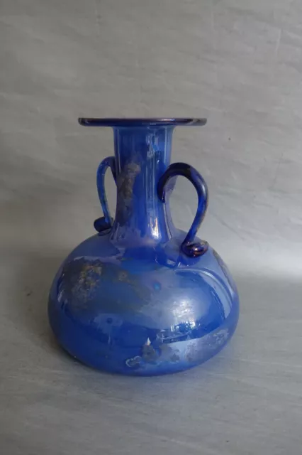 Vase en verre irisé bleu type balsamaire Murano 2