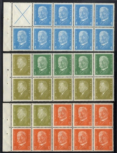Deutsches Reich Heftchenblatt 60 B, 61 B, 62 B postfrisch aus MH 26 mit Zwischen