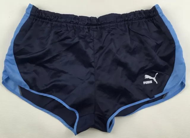 Puma vintage 1980s navy blue nylon shorts Hose glossy shiny running D7 Large L