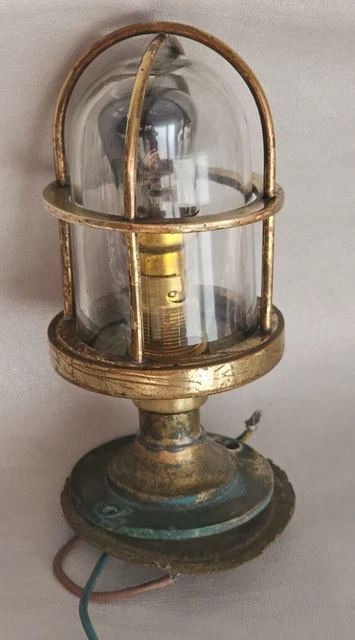 Vintage Coughtrie Brass Wall Light Industrial Naval H806 Rubber Ring Untested