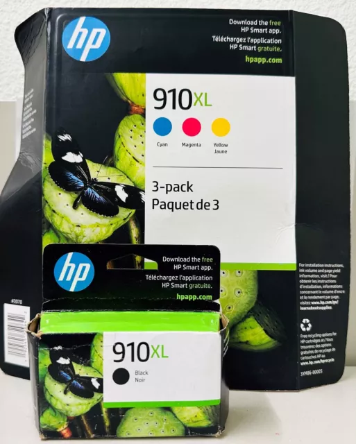 New Genuine HP 910XL Black Color 4PK Ink Cartridges OfficeJet 8022, 8020