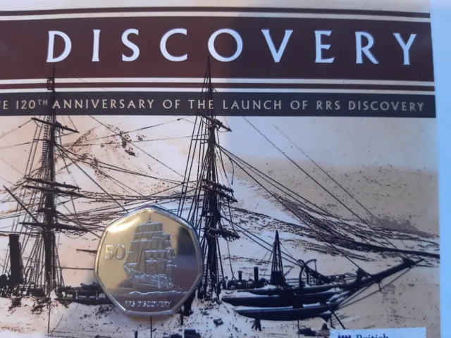 2021 50p Coin RRS Discovery Tall Ship British Antarctica 50p Great Condition