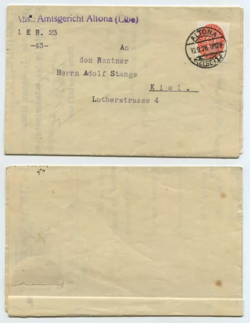 72674 - Faltbrief Amtsgericht - Altona 10.9.1928 nach Kiel - Grundbuch