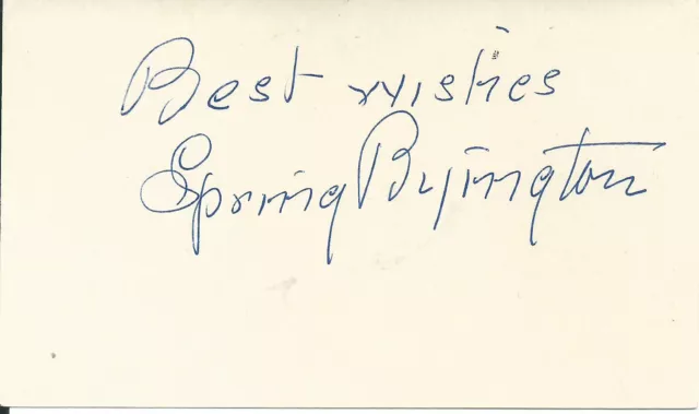 SPRING BYINGTON HEAVEN CAN WAIT ORIGINAL & VINTAGE SIGNED AUTOGRAPH CARD d. 1971