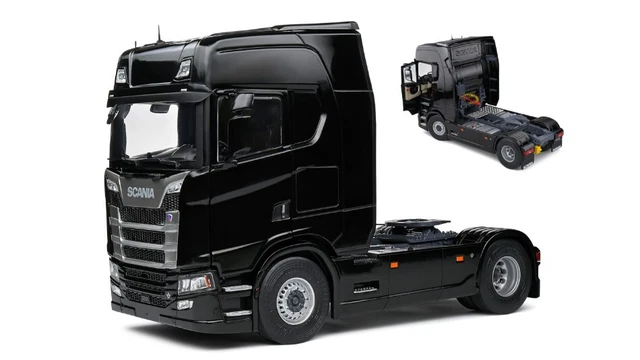 Miniature Camion auto 1:24 solido Scania 580S 2023 Black diecast Modélisme