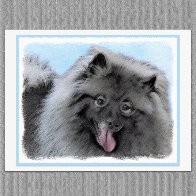 6 Keeshond Rainy Dog Blank Art Note Greeting Cards