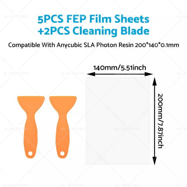 Suitable For Anycubic Resin 5PCS 3D Printer FEP Film Sheets+2PCS Cleaning Blade