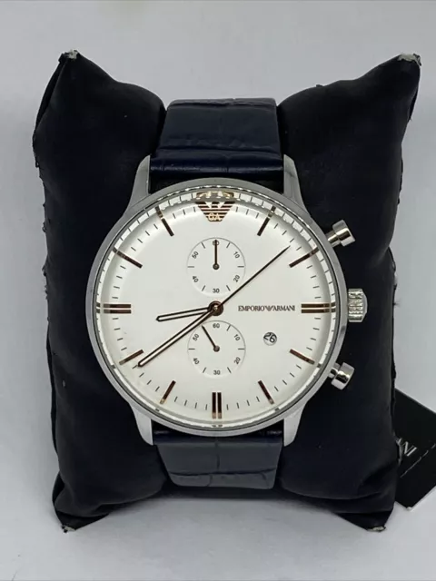 Emporio Armani AR0399 Men's Black Leather Analog Dial Quartz Wrist Watch EY708