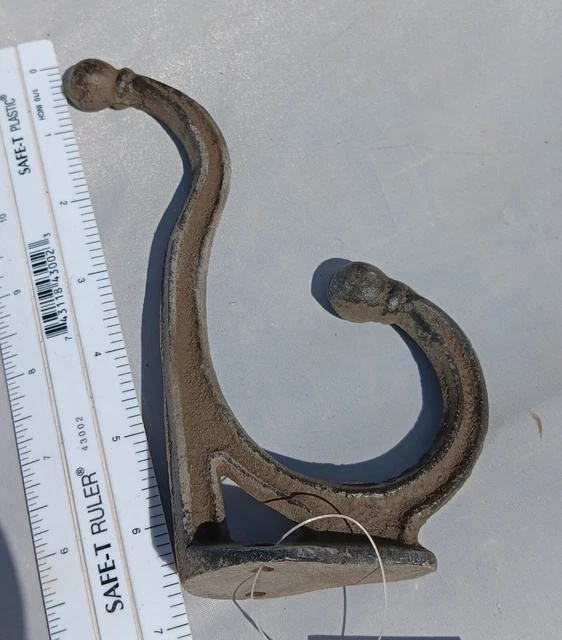 Coat Hat Hook Old Western Style Double Hook Cast Iron Holds Both Coat And Hat