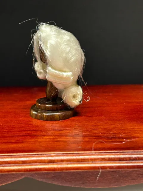 Miniature Dollhouse Artisan Victorian Era Peruke Wig on Stand 1:12 scale