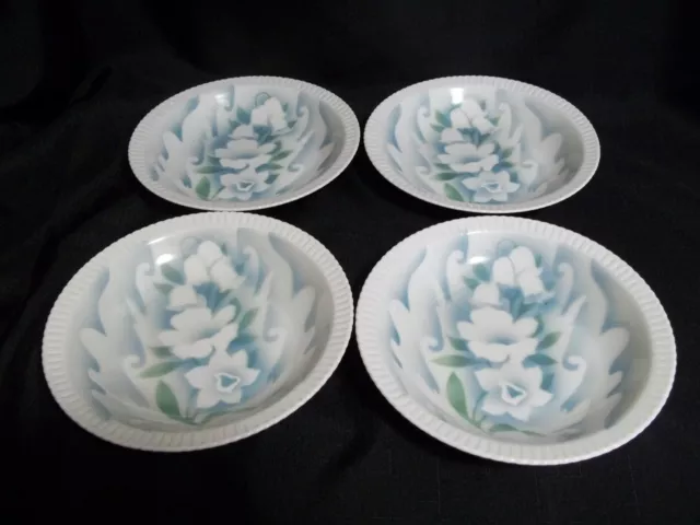 Syracuse China Shelledge Floral Fantasy 4 Pc Soup Bowls - RETRO FAB!