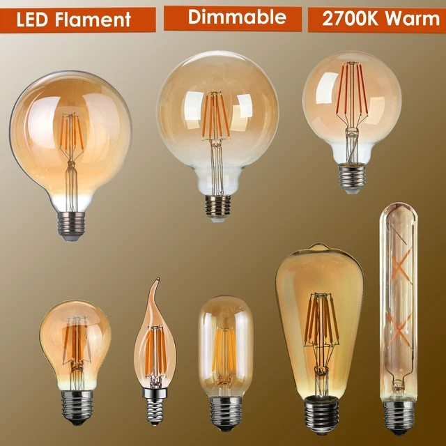 E14 E27 LED Glühbirnen Retro Warm Bernstein Filament 240V Vintage Edison Glühbirne