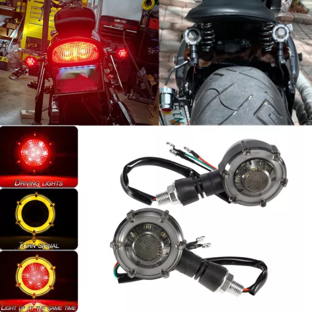 For Bobber Cafe Racer Motorcycle LED Bullet Turn Signal Brake Blinker Light